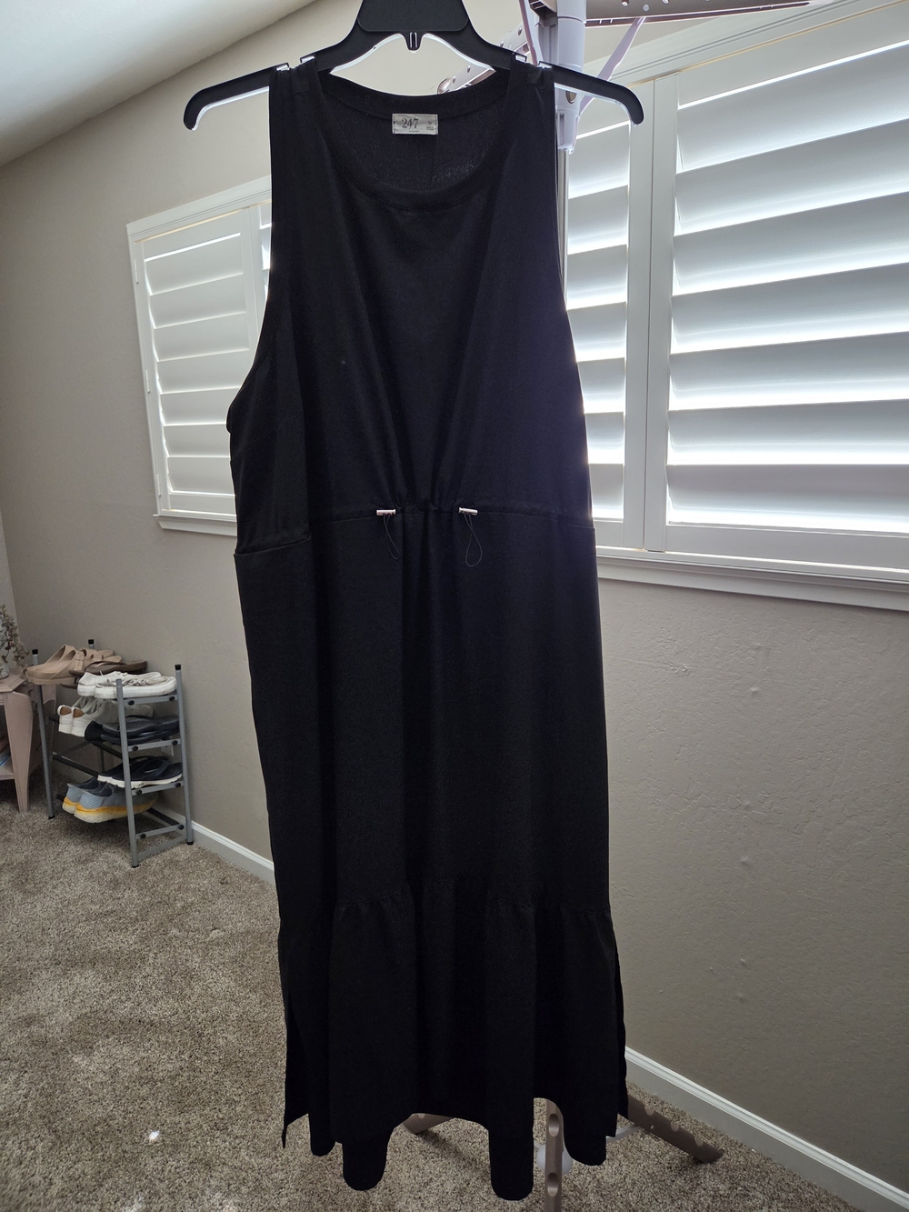 Maurices Black Sleeveless Drawstring Maxi Dress